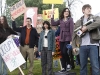 RAISING HOPE: Frank (Todd Biebenhaim, L), Barney (Gregg Binkley, second from L), Shelley (Kate Micucci, C), Sabrina (Shannon Woodward, second from R) and Jimmy (Lucas Neff, R) participate in an Occupy Natesville protest in the "Single White Female Role Model" episode of RAISING HOPE airing Tuesday, March 6 (9:30-10:00 PM ET/PT) on FOX. ©2012 Fox Broadcasting Co. Cr: Greg Gayne