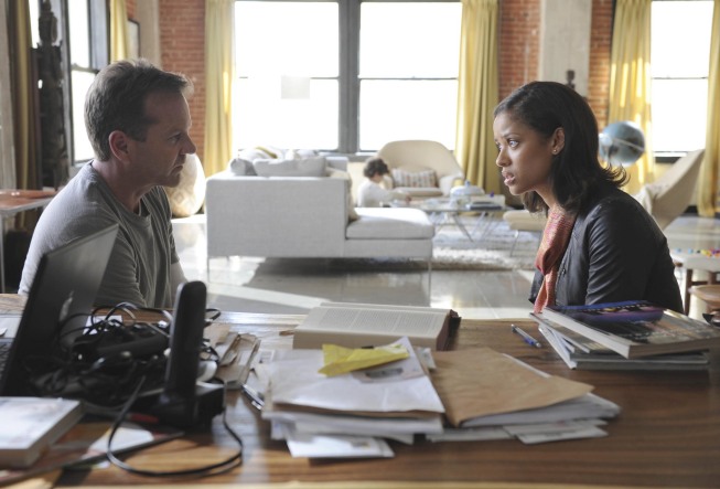 TOUCH:  Martin (Kiefer Sutherland, L) discusses Jake's case with Clea Hopkins (Gugu Mbatha-Raw, R) in TOUCH which debuts with a special preview Wednesday, Jan. 25 (9:00-10:07 PM ET/PT) and then makes its series premiere Monday, March 19 (9:00-10:00 PM ET/PT) on FOX.  ©2012 Fox Broadcasting Co.  Cr:  Richard Foreman/FOX