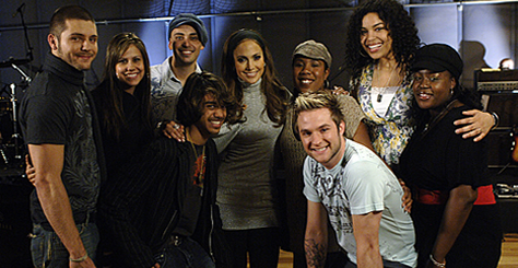 Jennifer Lopez and the American Idol contestants