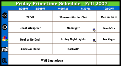2007 Fall TV Schedule - Friday Night