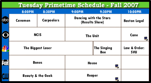 2007 Fall TV Schedule - Tuesday