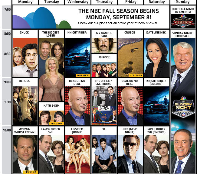 Nbc Fall Schedule 2022 23 Nbc 2008-09 Fall Schedule...take A Look - Give Me My Remote : Give Me My  Remote